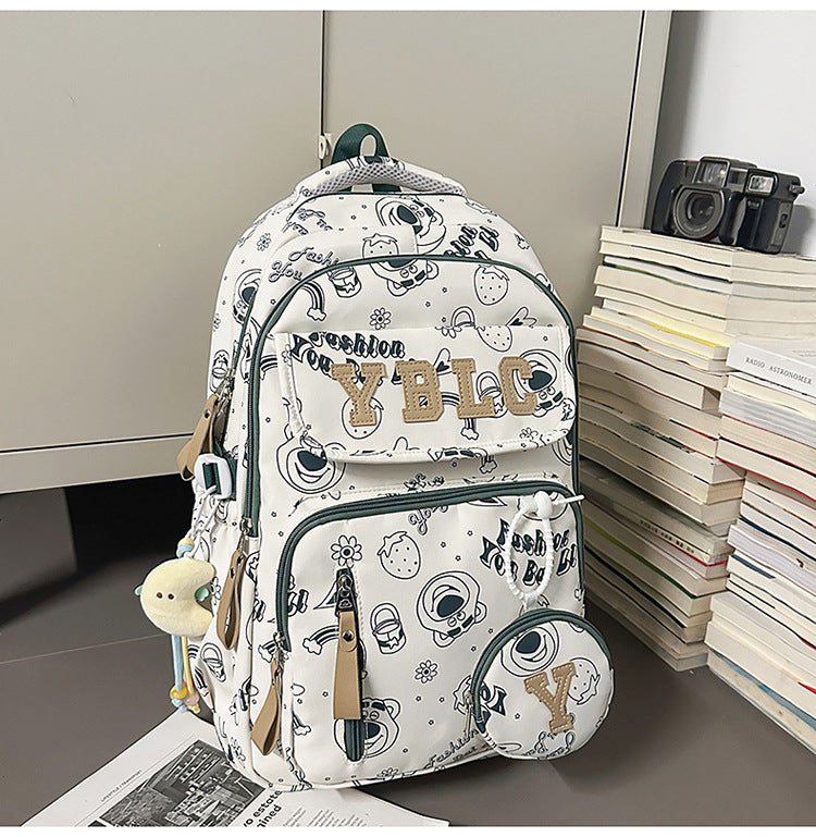 Women's & Men's Couple Large Capacity Nylon Printed Waterproof Leisure Backpack