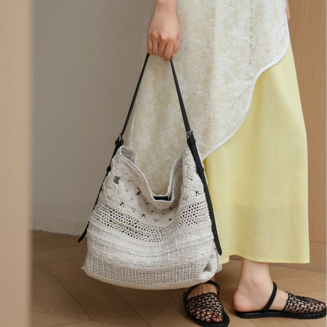 Women's Beach Woven Straw Single Knitted Summer Texture Large Capacity Women's Shoulder Bag