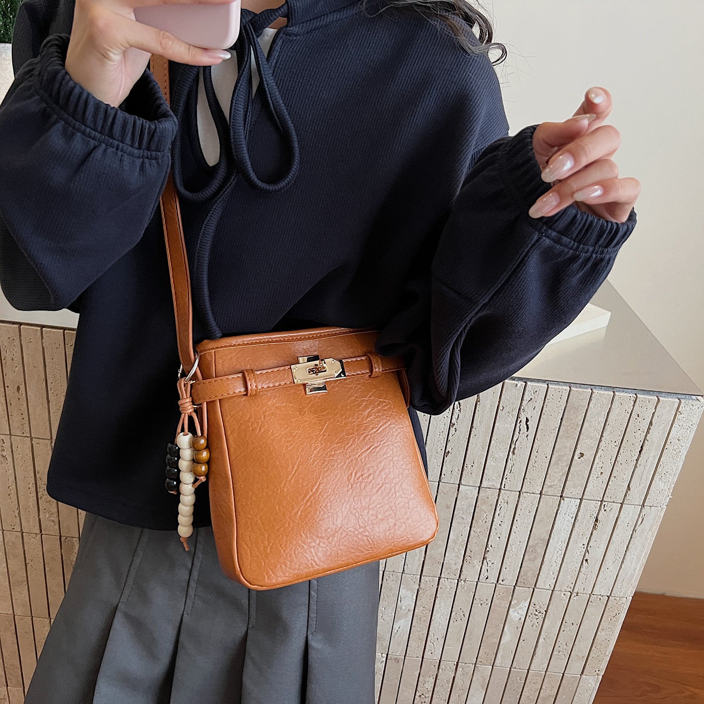 Women's Trendy Wild Retro High-grade Design Western Style Bucket Bag