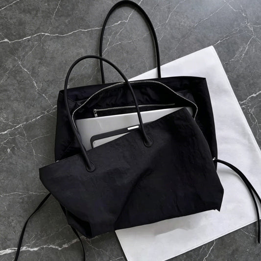 Niche Contrast Color Light Nylon Large Capacity Tote Bag