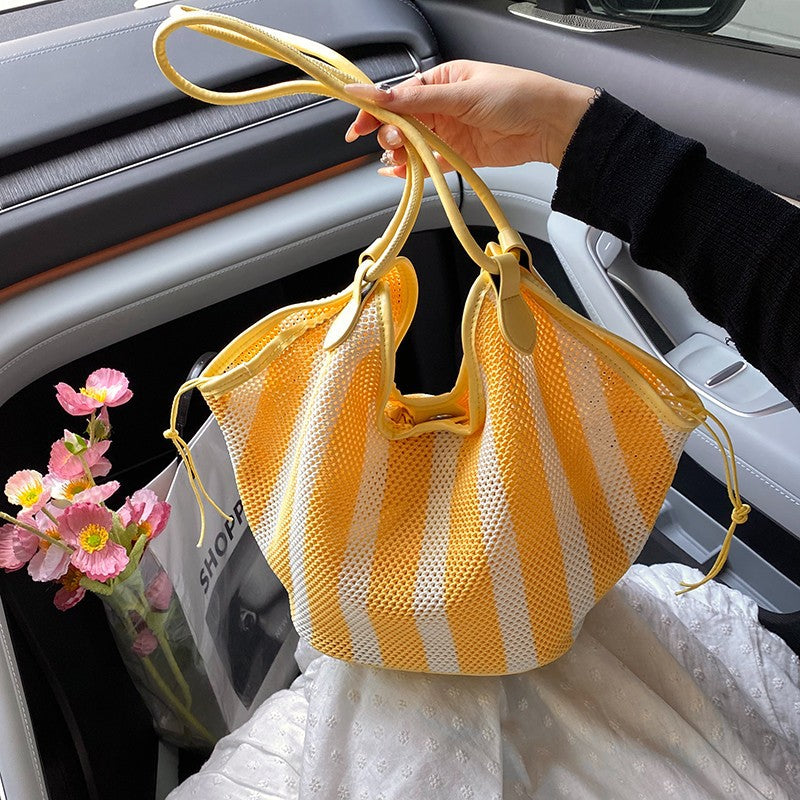 Design Large Capacity Totes Fashion Stripe Handbags