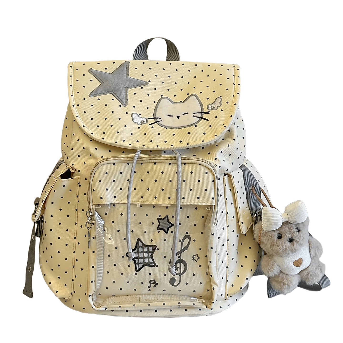 Women's Polka Dot Style Cartoon Cute Kitten Leisure Backpack