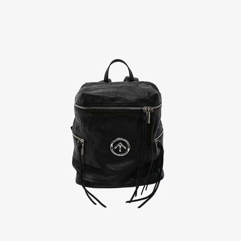 Sheepskin Water Ripple Arrow Mark Black Stone Large Leisure Backpack