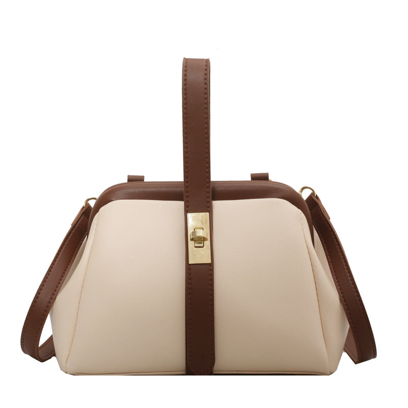 Shell Fashion Retro Clip Advanced Texture Contrast Color Western Women's Shoulder Bag