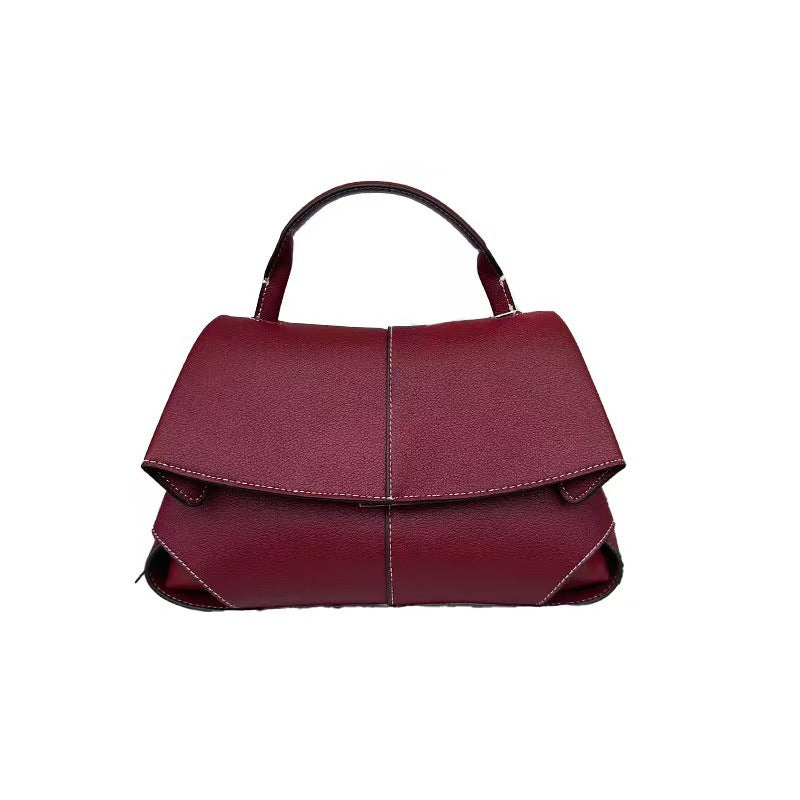 Genuine Leather Lychee Pattern Portable Female Women's Messenger Bag