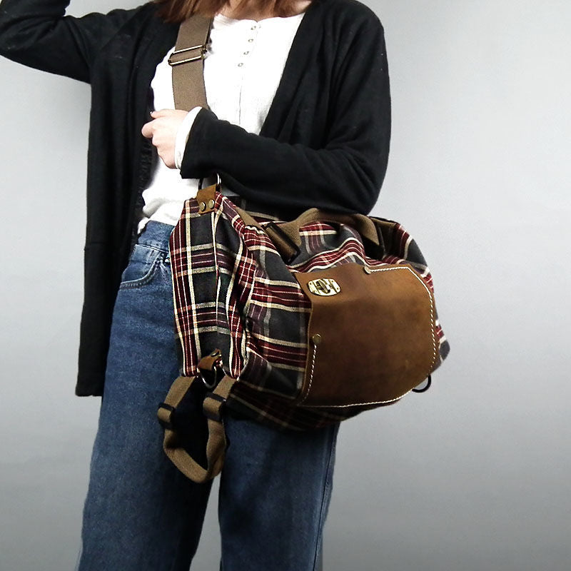 Attractive Women's Large Capacity Red Plaid Backpacks
