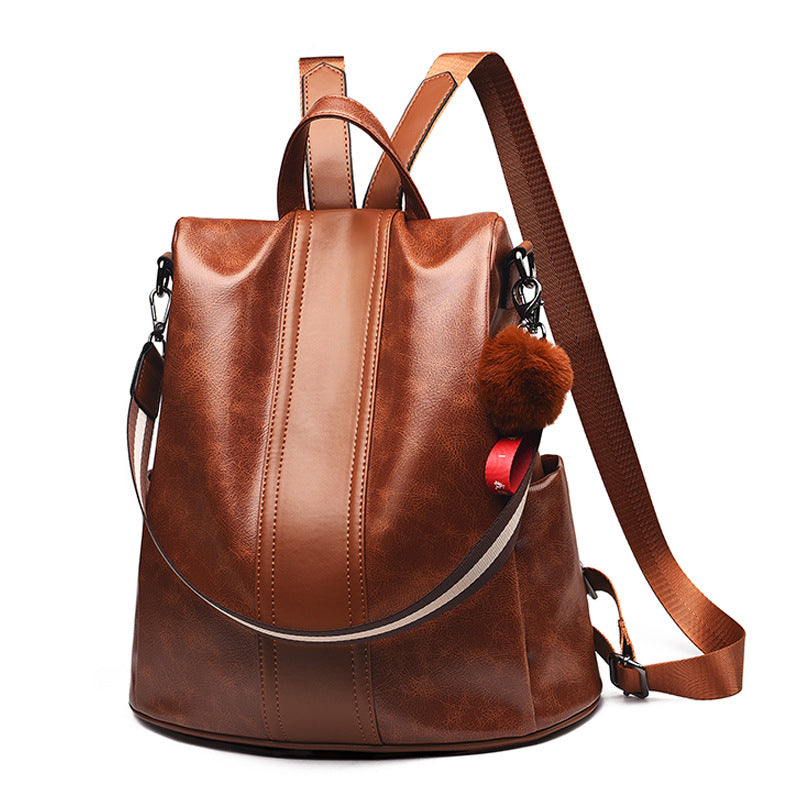 Women's Fashion Soft Leather Commuter Large Capacity Women's Backpack