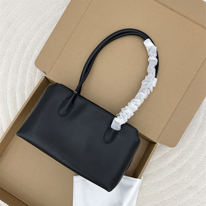 Women's Original Single Minimalist Genuine Leather Long Strap Large Women's Shoulder Bag