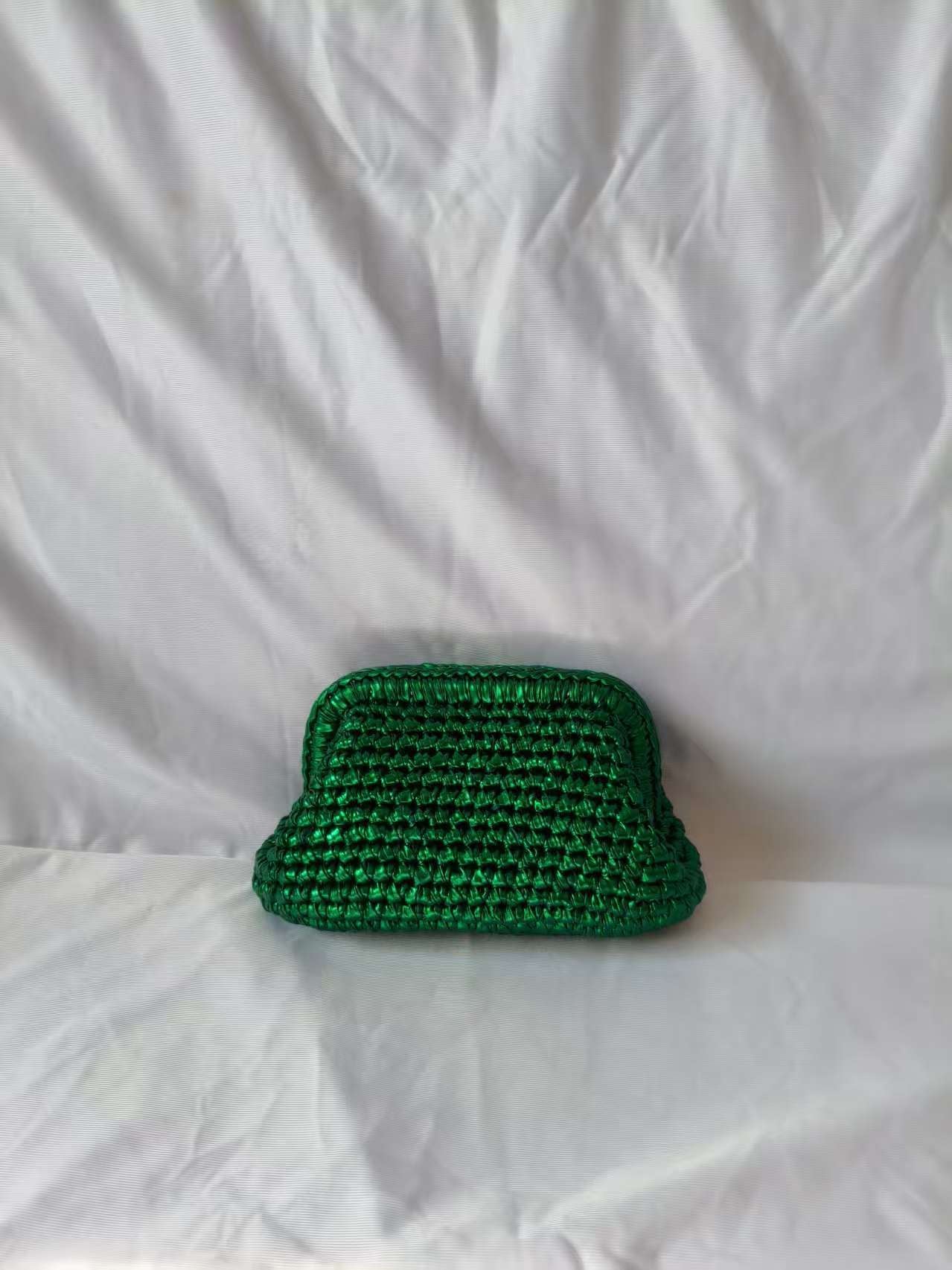 Crochet Clip Hand-held Gold Sier Woven Bags