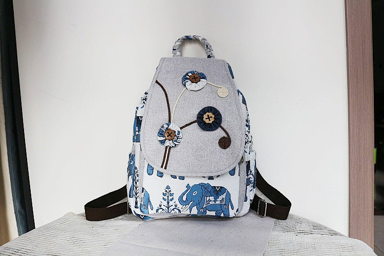 Women's Vintage Printing Wax Line Woven Fresh Women's Backpack