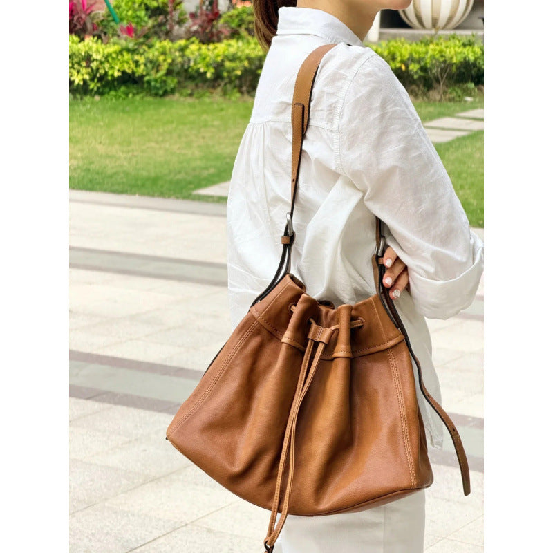 Vegetable Tanned Sheepskin Lucky Commute Leisure Large Capacity Totes Women's Messenger Bag