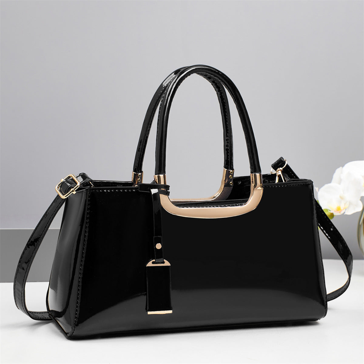 Women's Patent Leather Glossy Red Bridal Wedding Women's Shoulder Bag