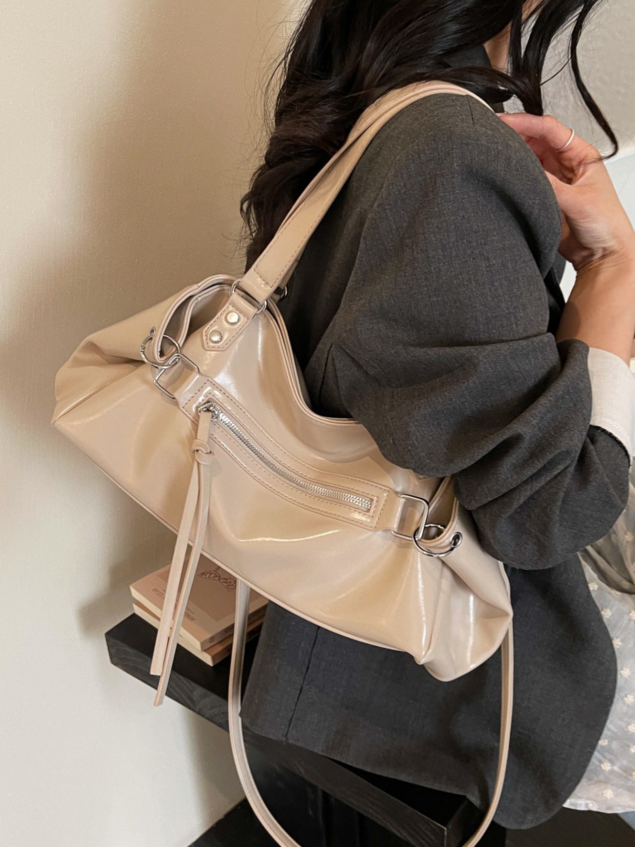 High-grade Fashionable Motorcycle Female Korean Style Shoulder Bags