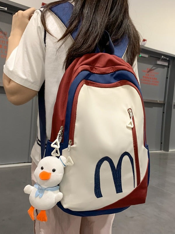 Female High American Retro Large Capacity Primary Leisure Backpack