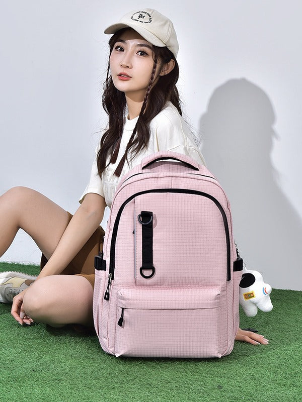 Korean Style Unisex Plaid Couple Large Capacity Backpacks