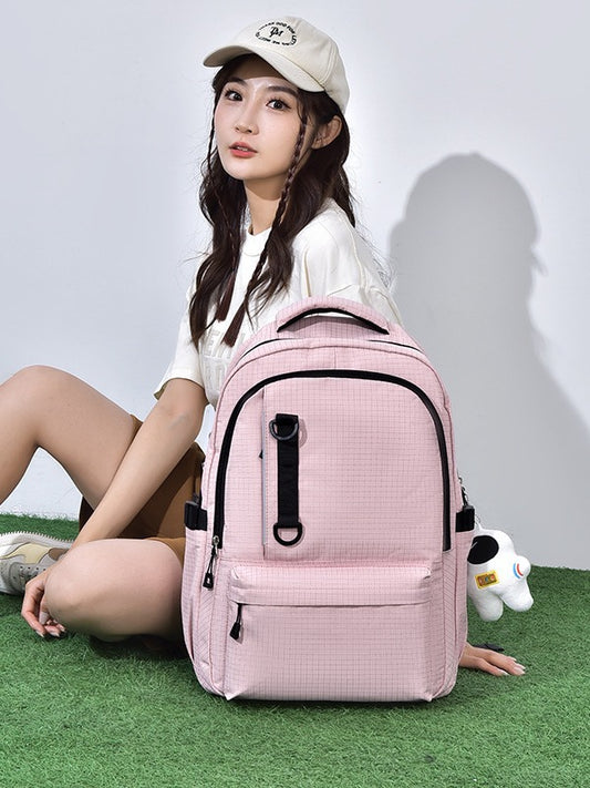 Korean Style Unisex Plaid Couple Large Capacity Backpacks