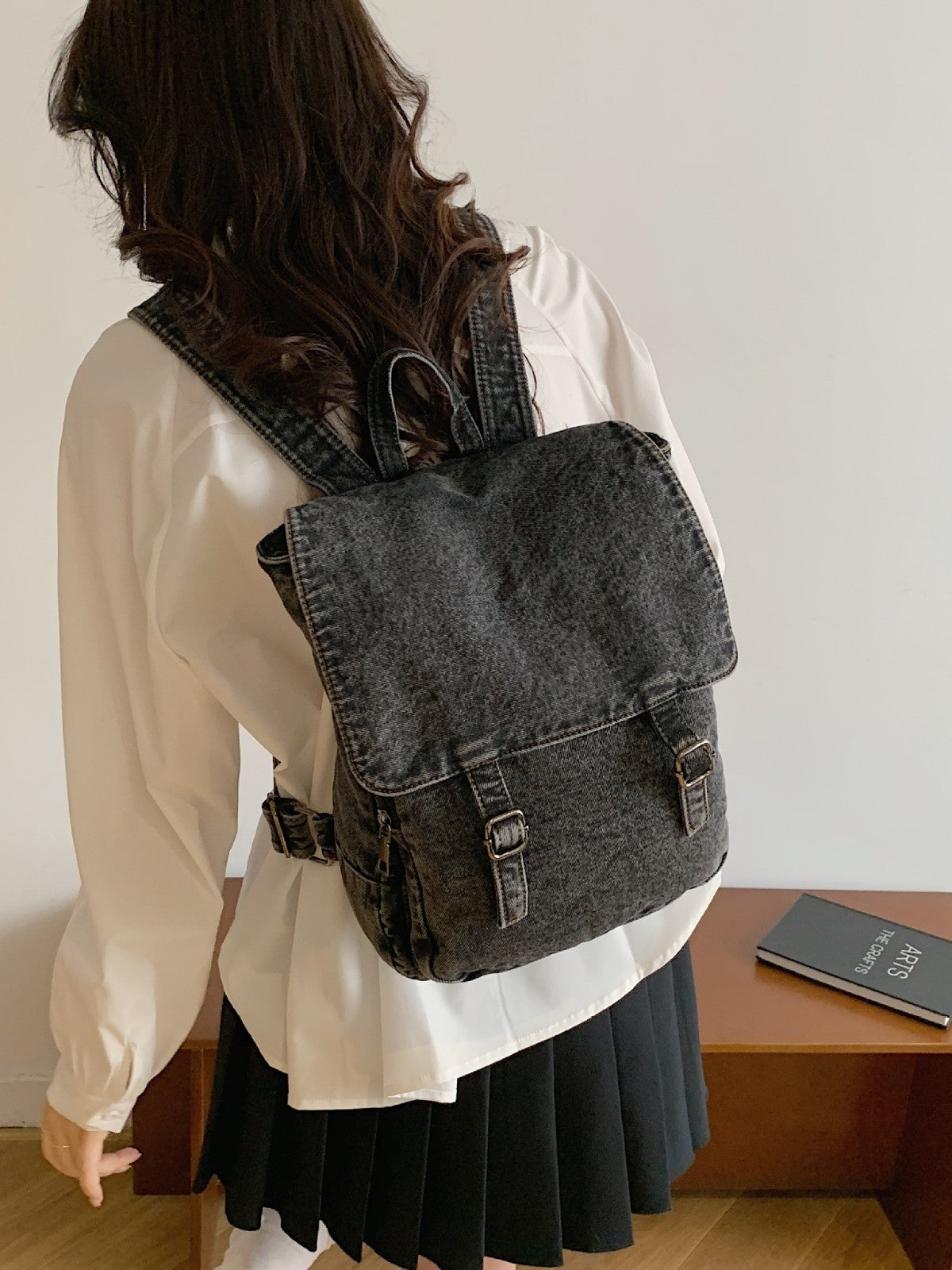 Women's & Men's Spring Denim Washed-out Vintage Large Capacity Women's Backpack
