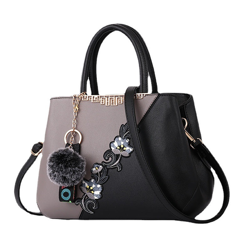 Contrast Color Embroidered Texture Mother Fashion Large Women's Handbag