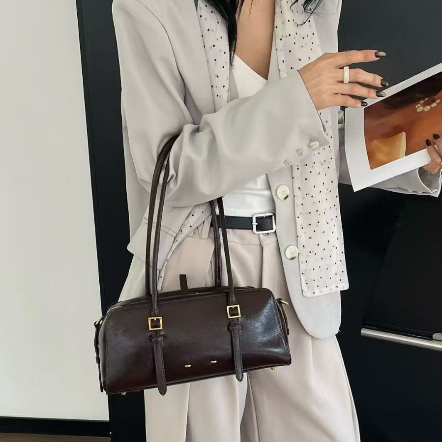 Boston Long Baguette Bowling Fashion Commuter Underarm Bag