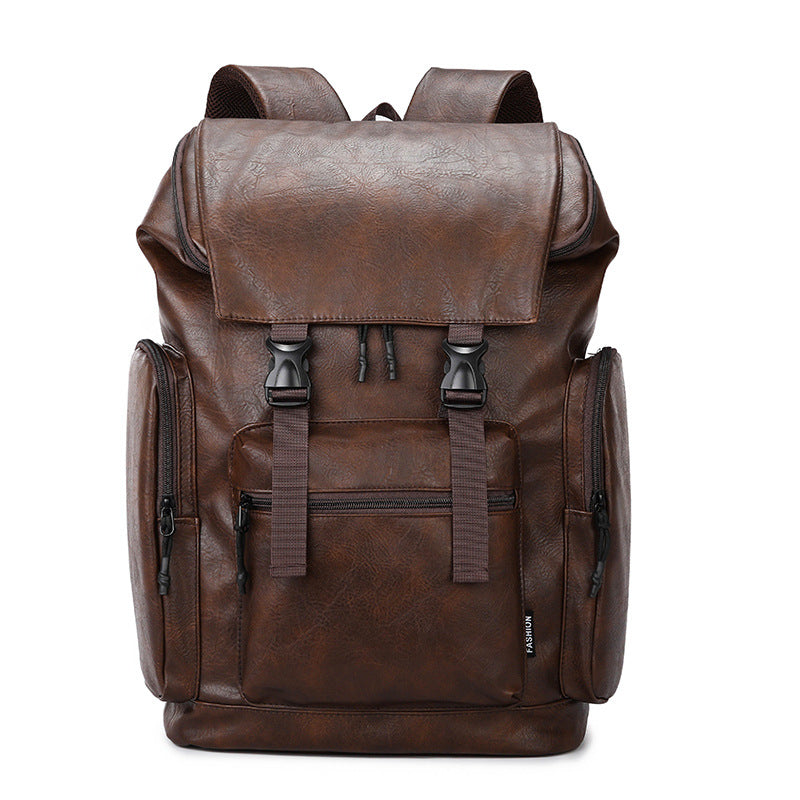 Popular Men's Fashion Vintage Leather Commuter Leisure Backpack