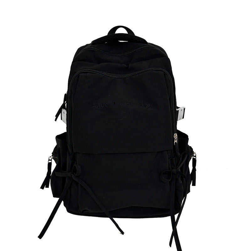 Women's Capacity Solid Color Simple Junior High Backpacks