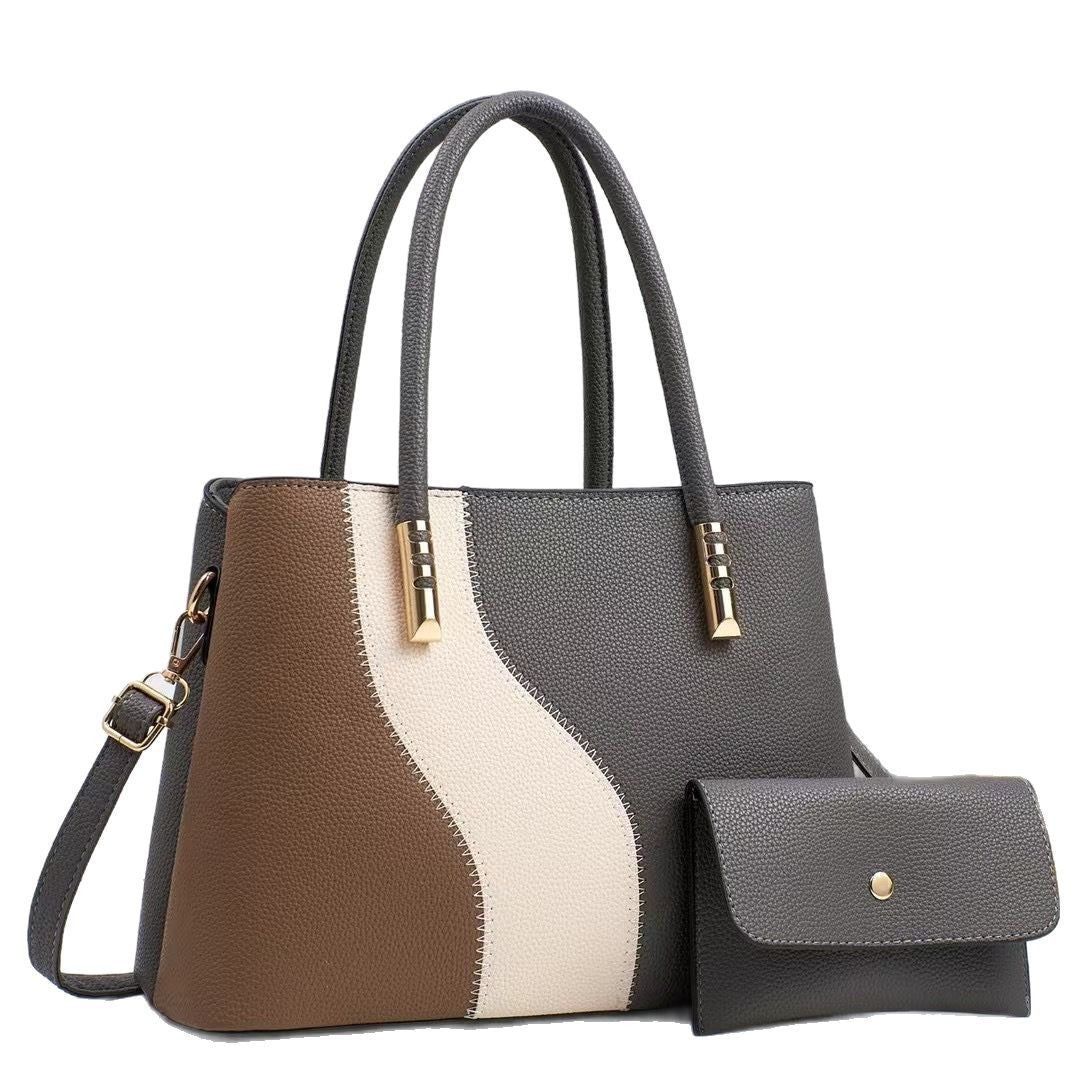 Women's Summer Color Contrast Patchwork Fashion Large Capacity Women's Handbag