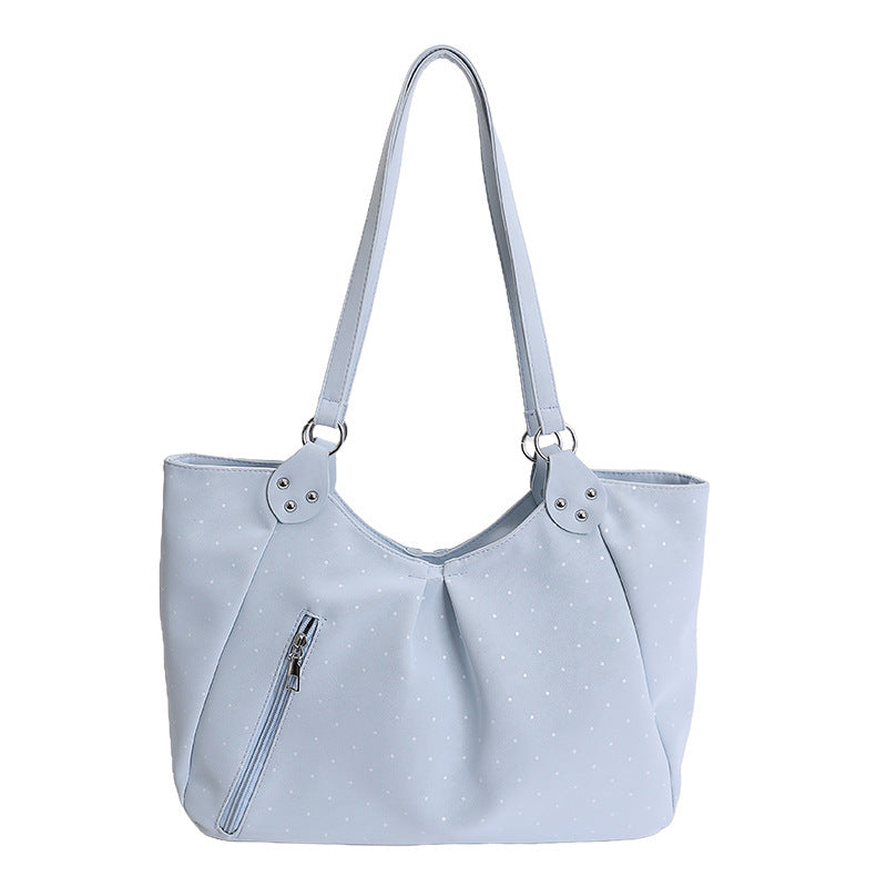 Women's Korean Underarm Polka Dot Printed Commuter Tote Bag