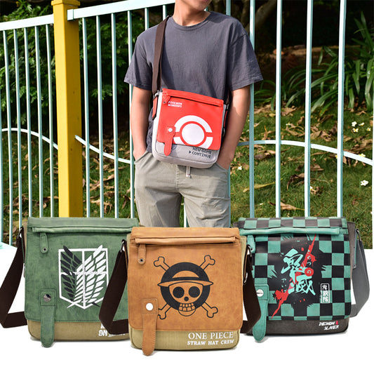 No Anime Canvas One Piece Fire Shadow Attack Men's Messenger Bag