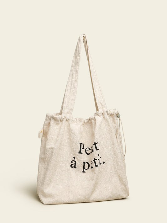 Women's Artistic Linen Large Capacity Idle Style Portable Drawstring Women's Shoulder Bag