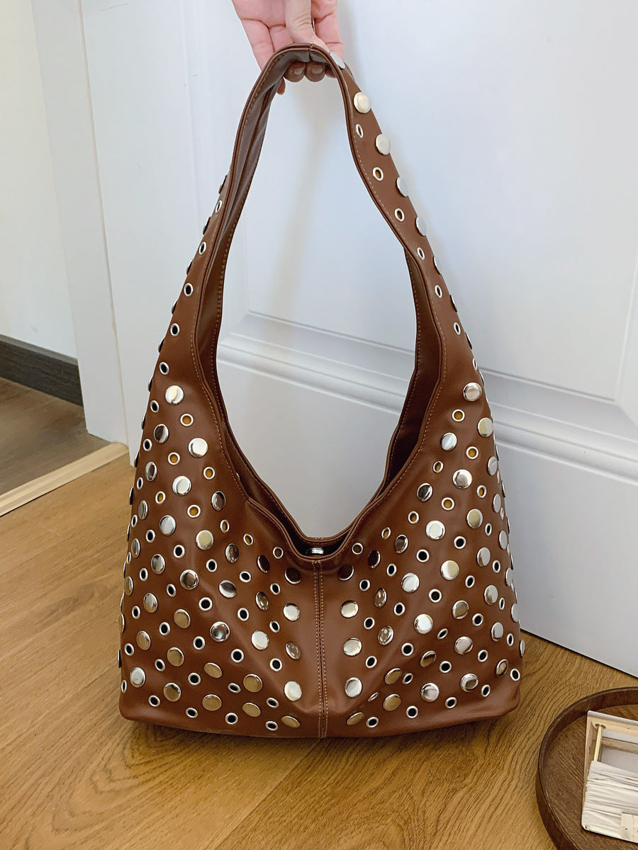 Women's Summer Cool Personality Dot Rivet Portable Underarm Bag