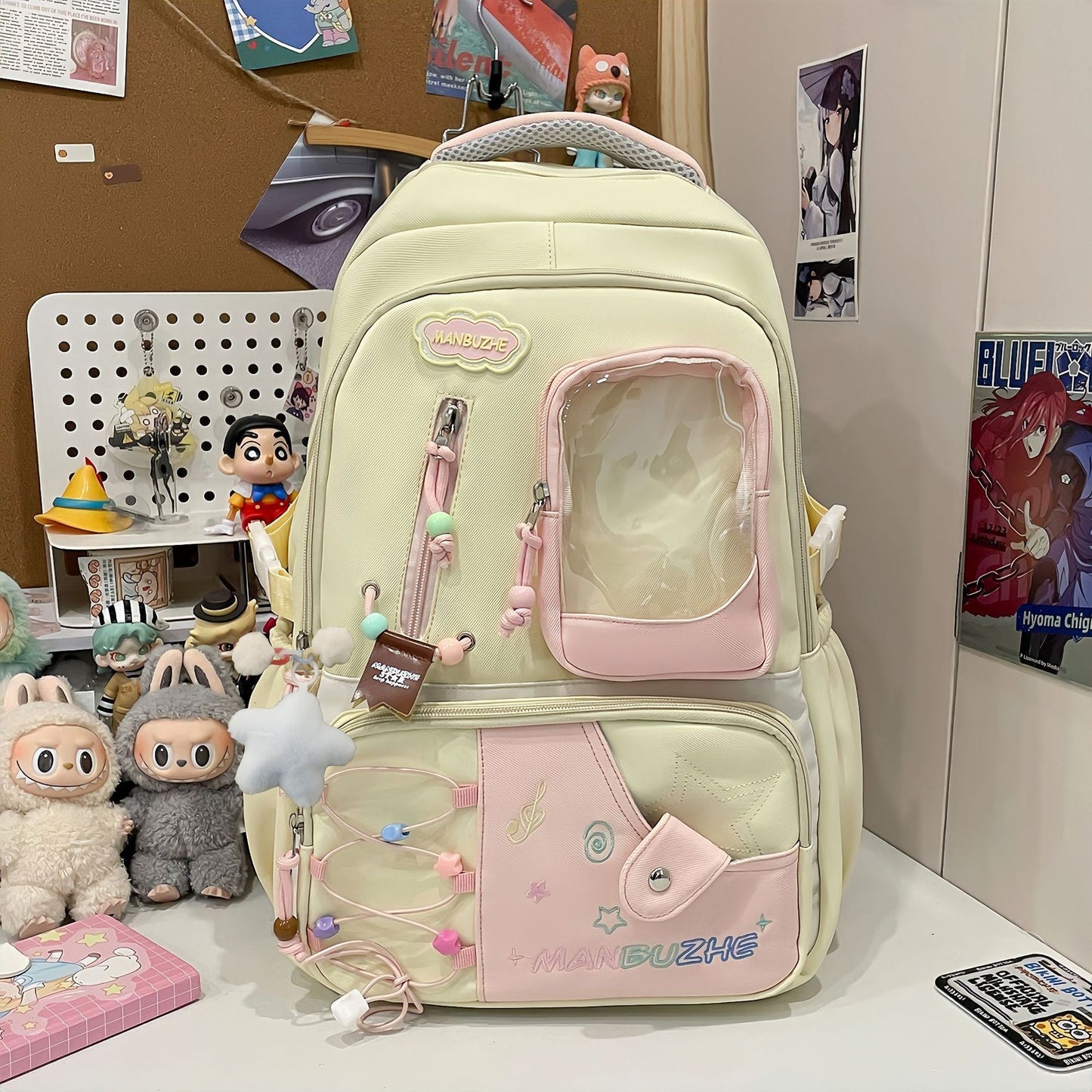 Good-looking Fresh Sweet Dopamine Transparent Bar Cartoon Junior Leisure Backpack