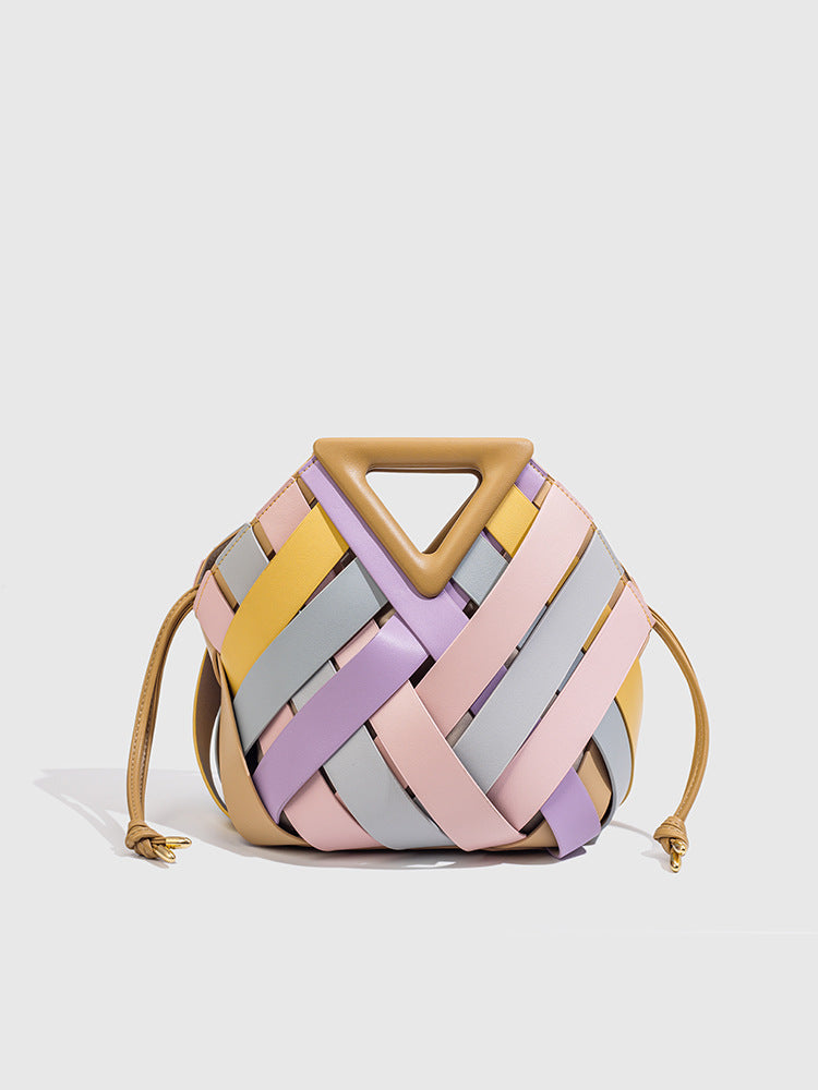 Women's Vegetable Basket Magnetic Woven Hollowed Handbags