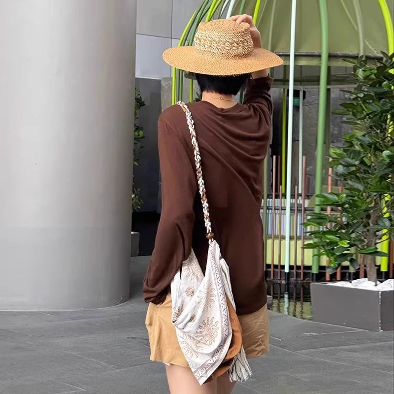 Women's Bohemian Style Tassel Linen Rope Woven Women's Messenger Bag