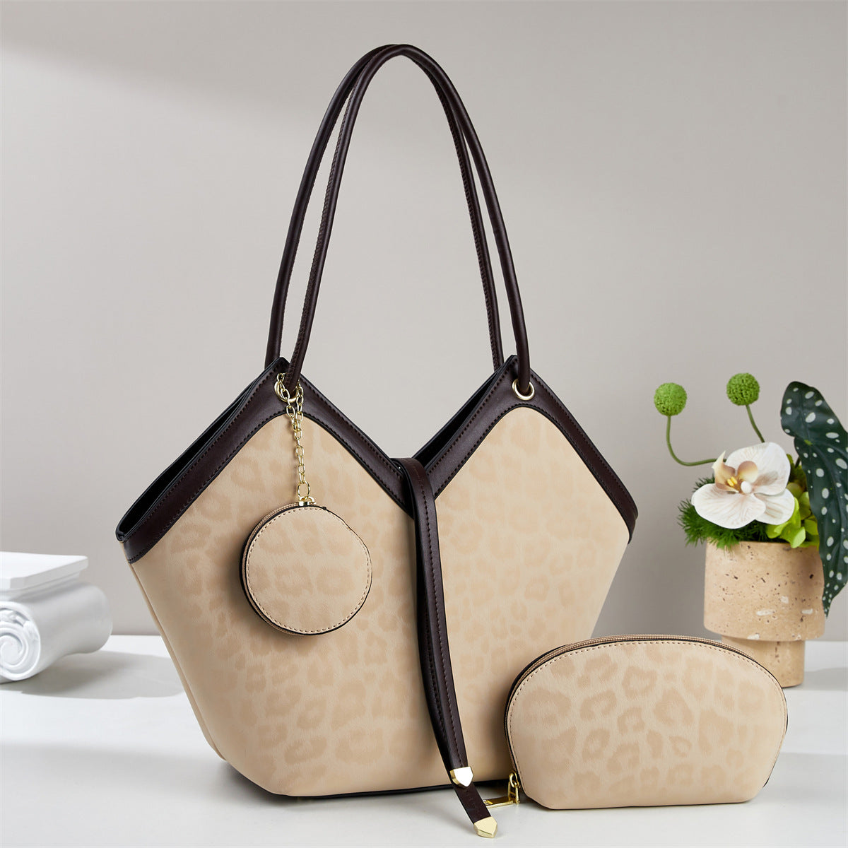 Women's Niche Simple Leopard Print Three-piece Bags