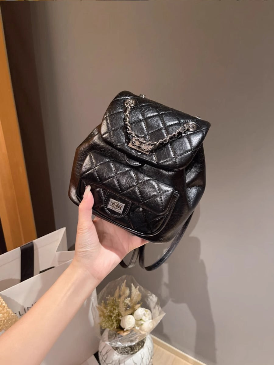 Women's Mini Rhombus Chain Cattle Leather Bags