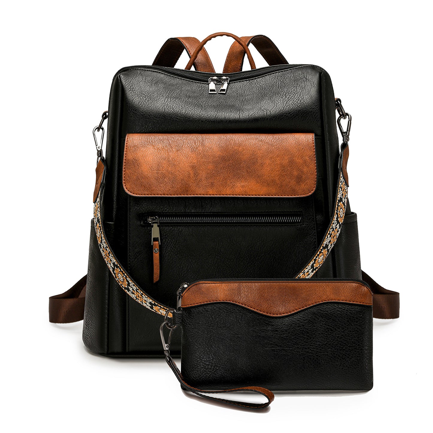 Women's Fashion Color Contrast Large Capacity Retro Bags