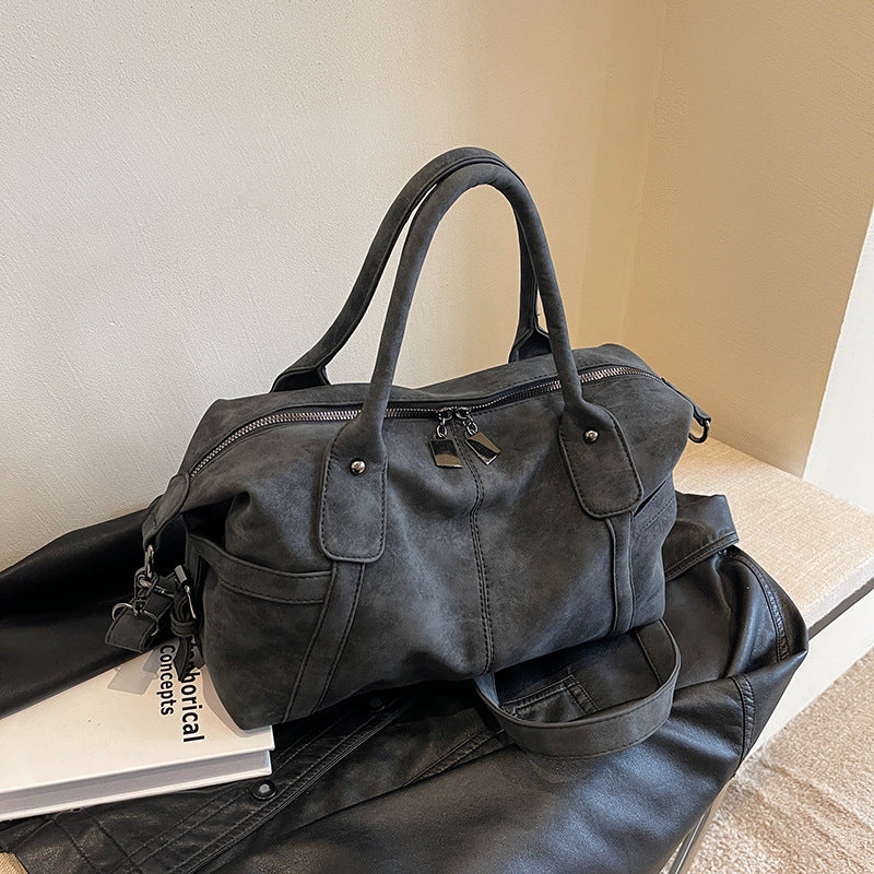 Retro Frosted Textured Large Capacity Commute Business Handbags
