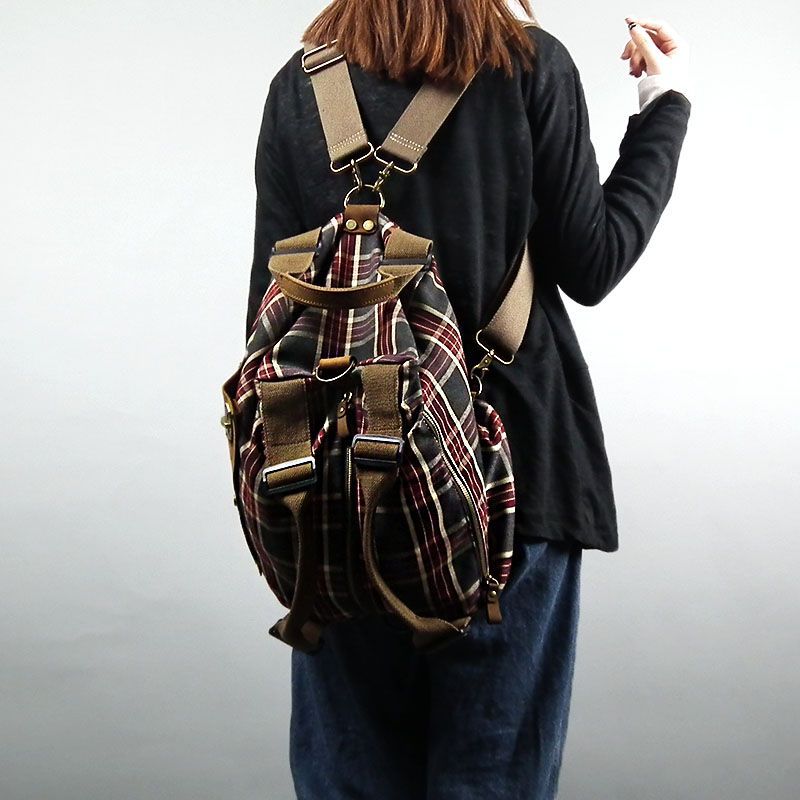 Attractive Women's Large Capacity Red Plaid Backpacks