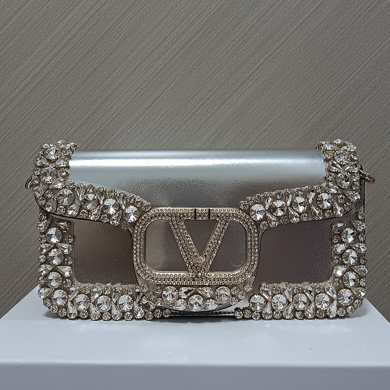 Women's Retro Sequin Drill Chain Fashion Genuine Women's Messenger Bag