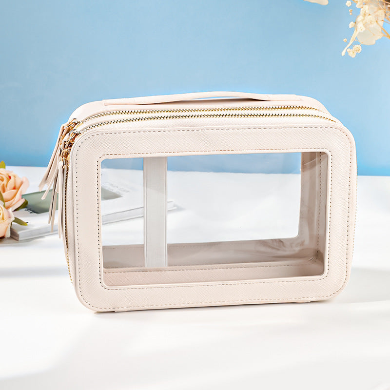 Large Capacity Waterproof Storage Portable Out Double Layer Transparent Bags