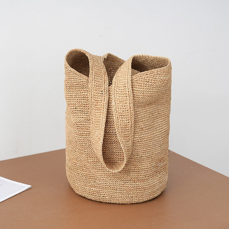 Raffia Handmade Woven Style Vacation Beach Wear Bucket Bags