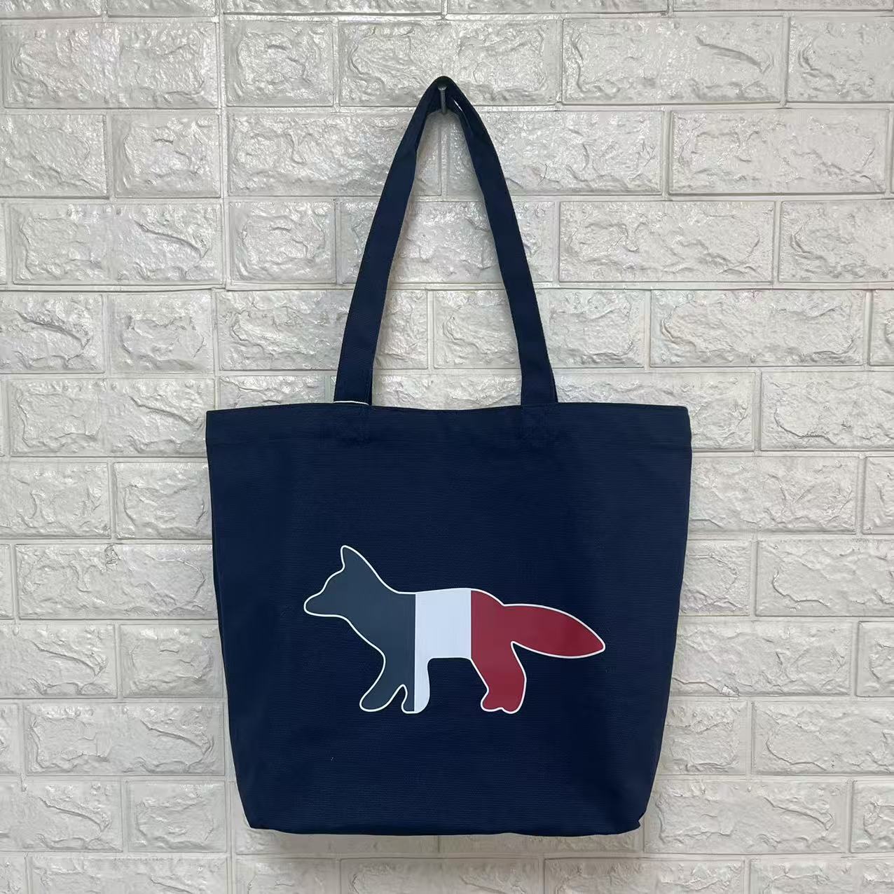Women's & Men's Single French Three-color Fox Canvas For Tote Bag