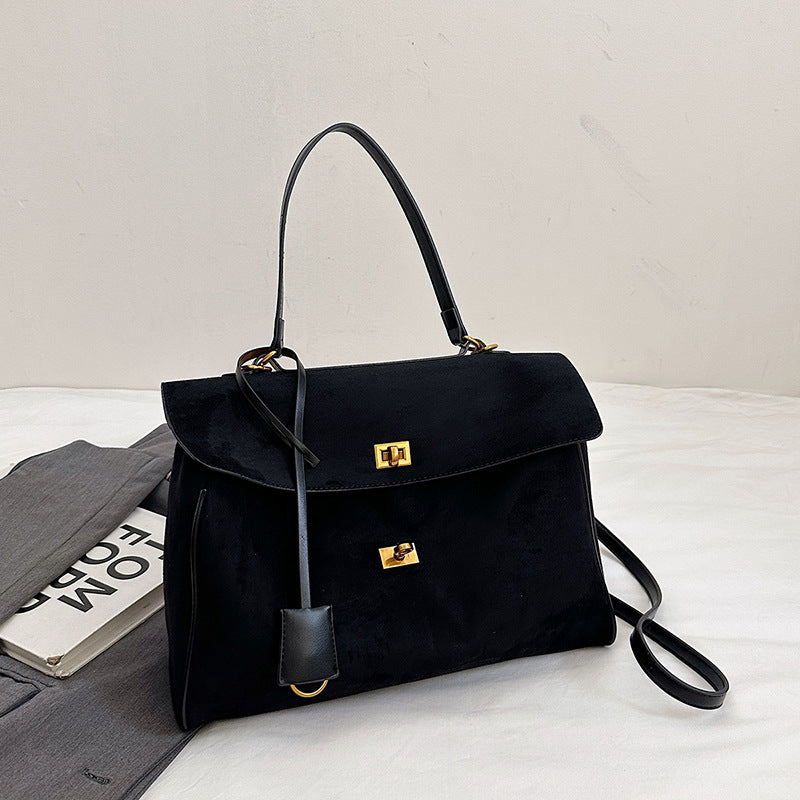 Women's Portable Niche Idle Style Suede Large Lock