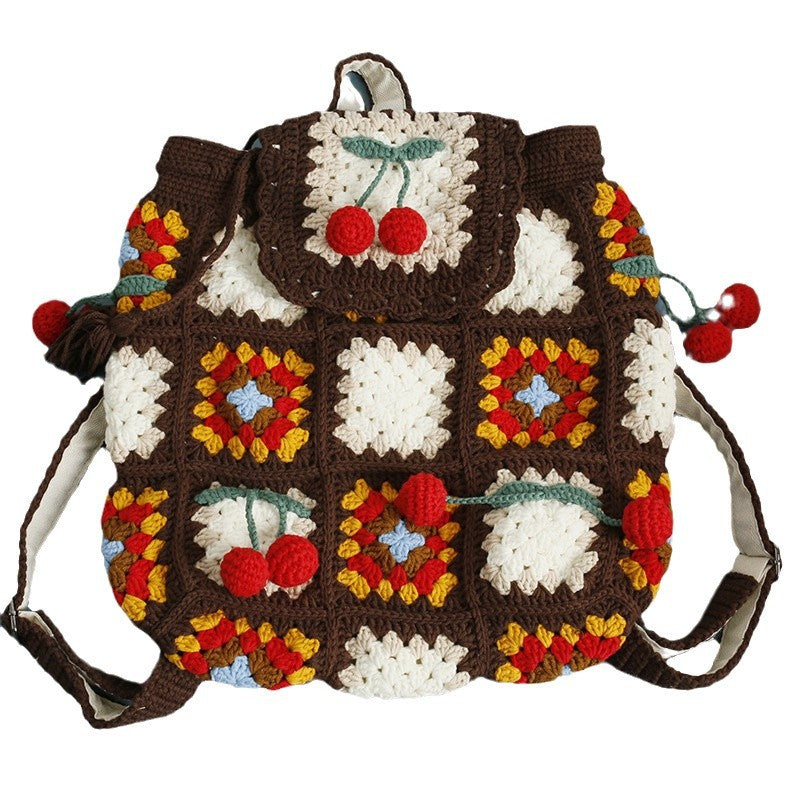 Women's Hand-woven Wool Crocheted Artistic Chinese Style Women's Backpack