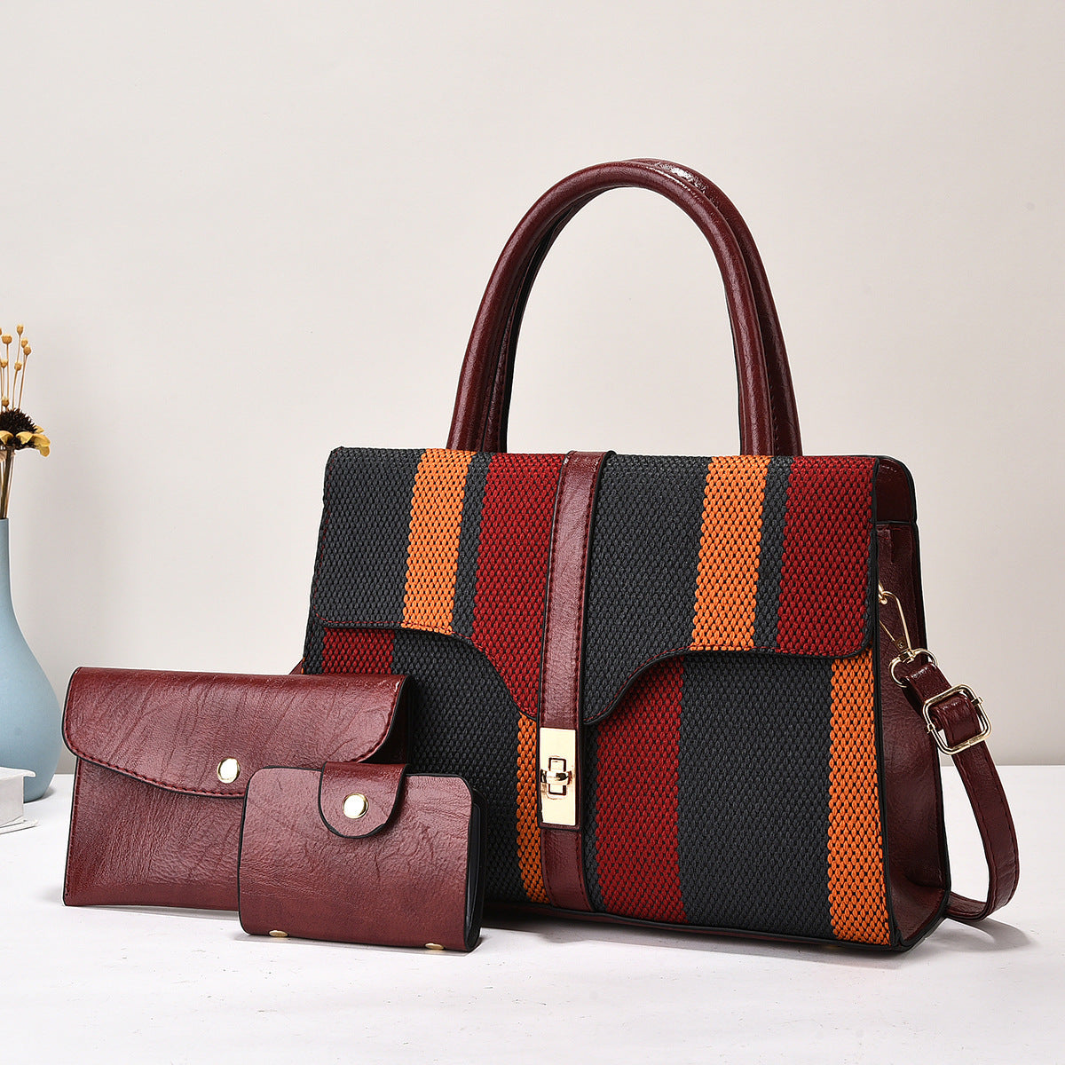 Women's Korean Style Three-piece Set Trendy Fashion Large Capacity Bucket Bag