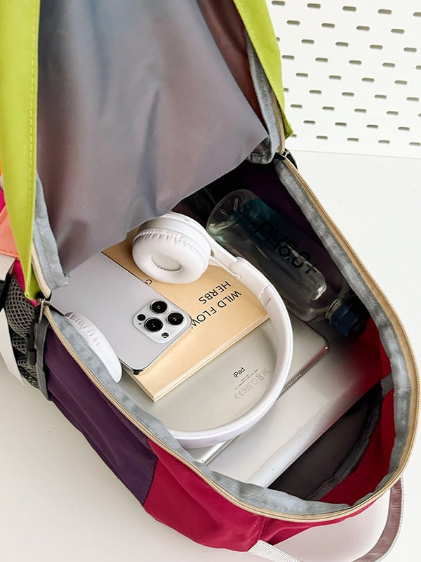 Women's Contrast Color Picnic Korean Lightweight Large Leisure Backpack