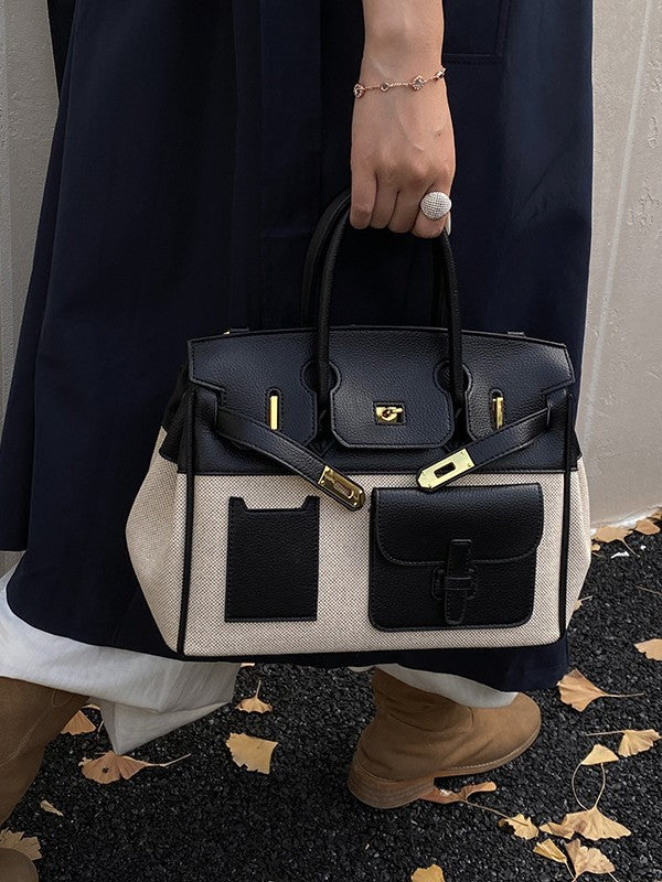 Platinum Canvas Stitching Leather Large Capacity Portable Women's Messenger Bag