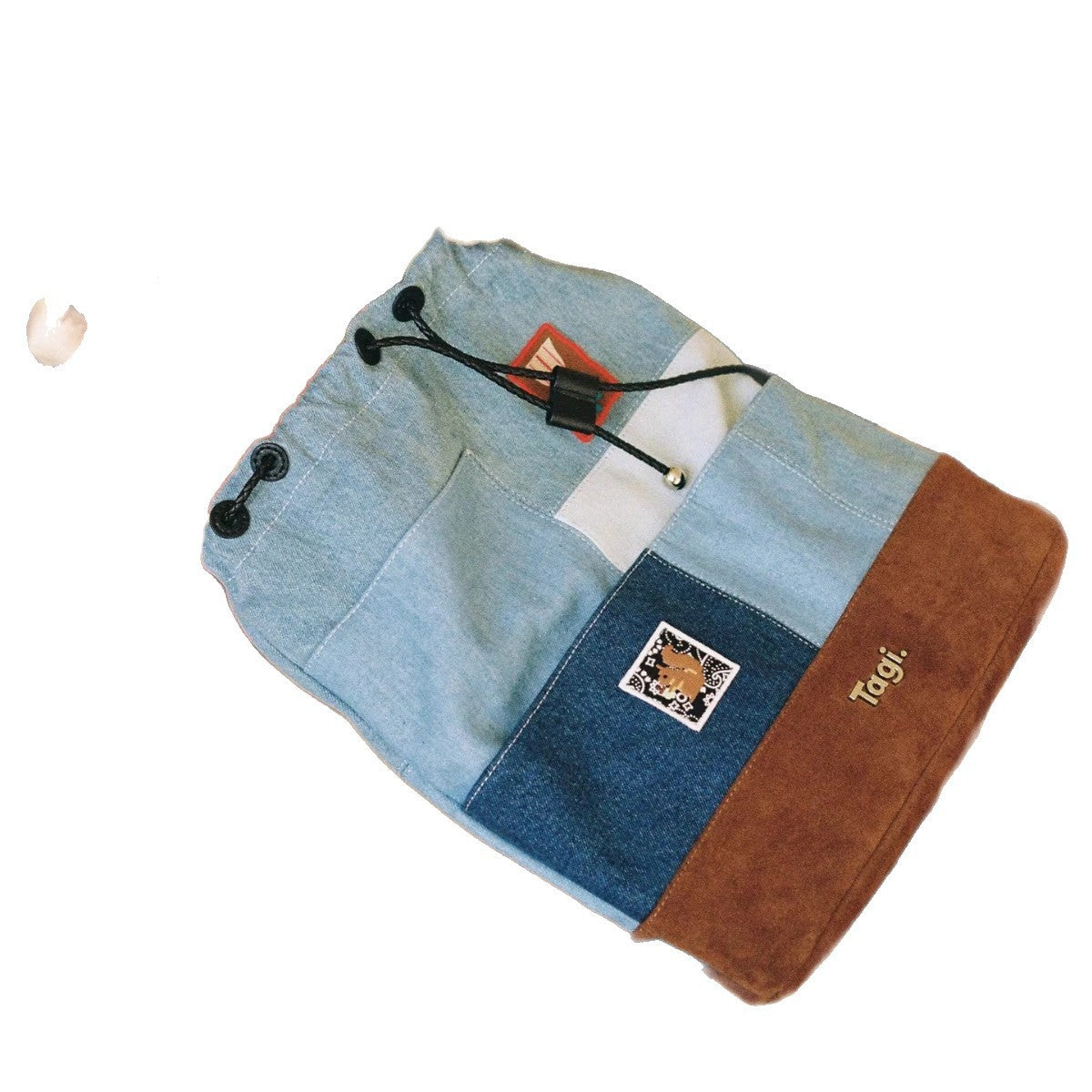 Imagination Stitching Denim Suede Woven Adjustable Strap Women's Backpack