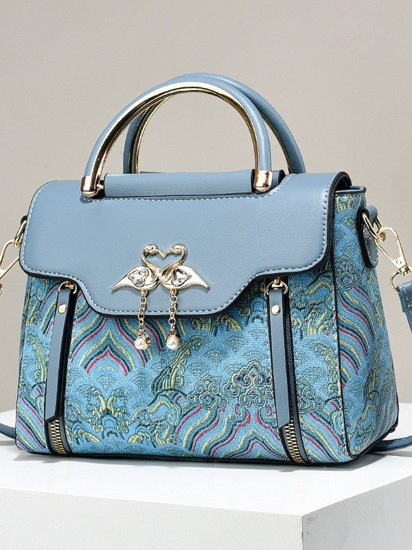 Women's Embroidery Contrast Color Portable Niche Large Bags