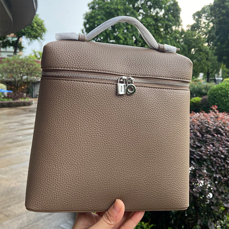 Women's Ostrich Grain Genuine Leather Lightweight Computer Women's Backpack